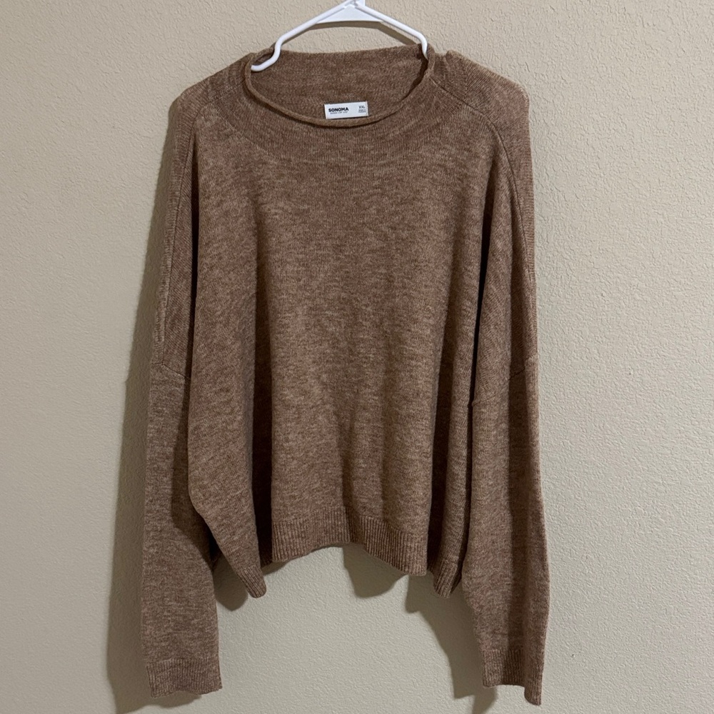 Sonoma Women's Brown Crew Neck Sweater
